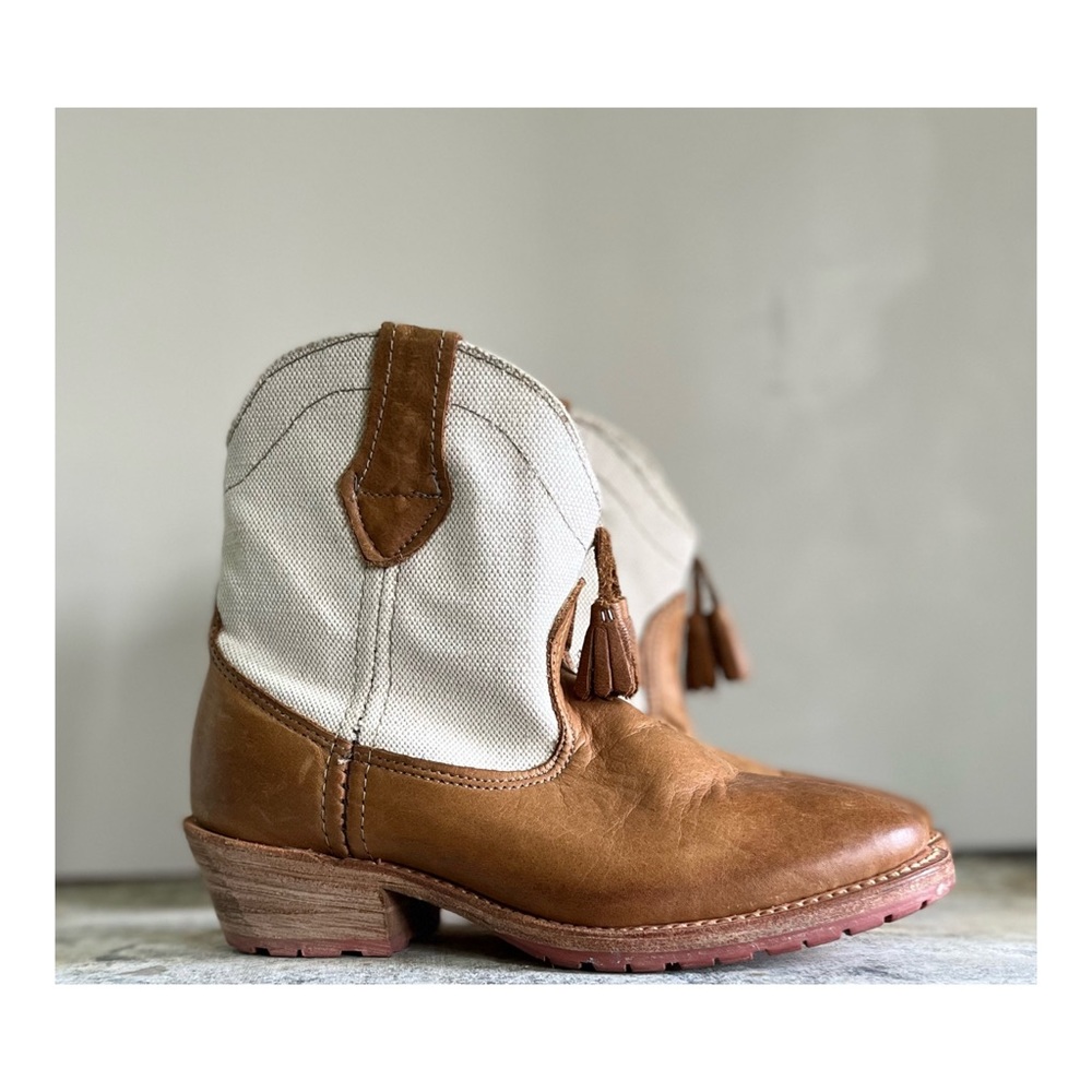 Vintage Shoe Co. Leather Boots western canvas leather low ankle taste country 5